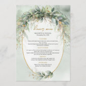 Boho groen eucalyptus gebladerte goud ovaal menu (Voorkant)