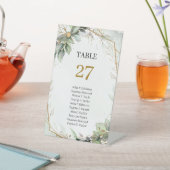 Boho groen eucalyptus gebladerte gouden gastenlijs reclamebord met voetstuk (Insitu)