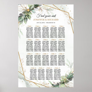 Boho groen eucalyptus gebladerte gouden lijst tafe poster