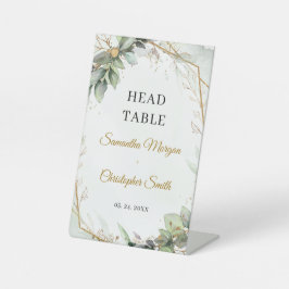 Boho groen eucalyptus gebladerte Hoofdtafel Reclamebord Met Voetstuk