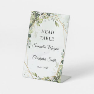 Boho groen eucalyptus gebladerte Hoofdtafel Reclamebord Met Voetstuk