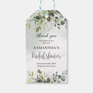 Boho groen eucalyptus gebladerte krans goud cadeaulabel