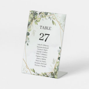 Boho groen eucalyptus gebladerte Tafelnummer Reclamebord Met Voetstuk