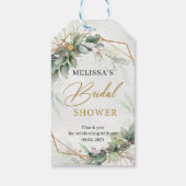 Boho groen eucalyptus goud lijst Vrijgezellenfeest Cadeaulabel (Achterkant)