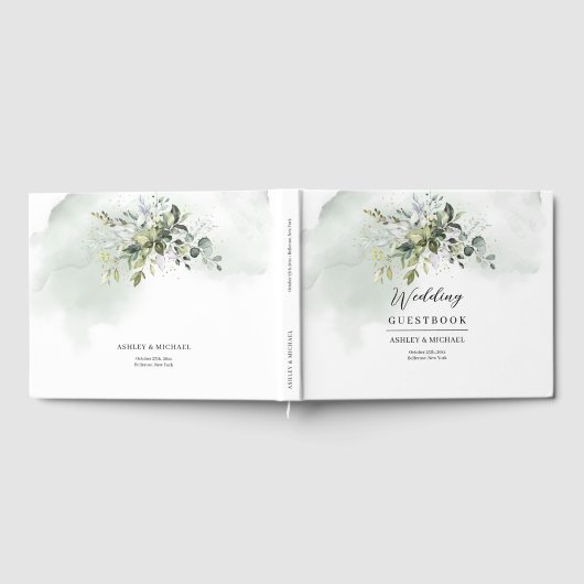 Boho groen eucalyptus loof goud Gastenboek (Volledig)
