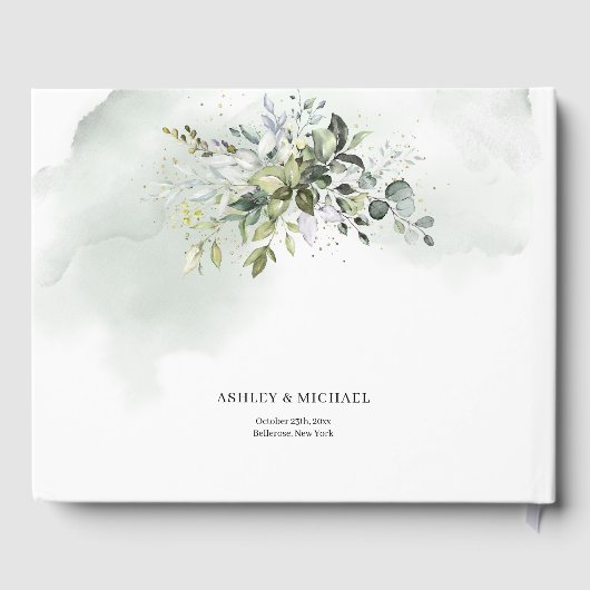 Boho groen eucalyptus loof goud Gastenboek (Achterkant)