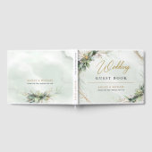 Boho groen eucalyptus loof gouden bruiloft gastenboek (Volledig)