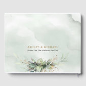 Boho groen eucalyptus loof gouden bruiloft gastenboek (Achterkant)