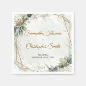 Boho groen eucalyptus loof gouden bruiloft servet (Voorkant)