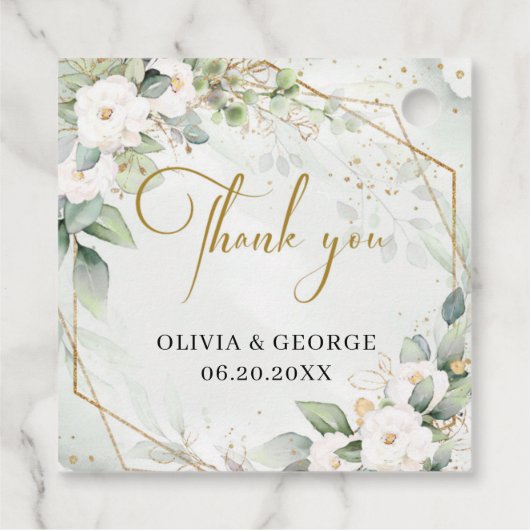 Boho groen eucalyptus witte bloemen gunst tags bedankjes labels (Achterkant)