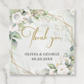 Boho groen eucalyptus witte bloemen gunst tags bedankjes labels (Voorkant)
