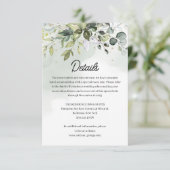 Boho groen folaige bladeren goud bruiloft details informatiekaartje (Staand voorkant)