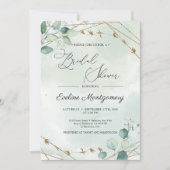 Boho groen Folaige Faux gouden geometrische bruids Kaart (Voorkant)