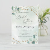 Boho groen Folaige Faux gouden geometrische bruids Kaart (Staand voorkant)