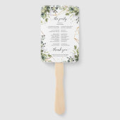 Boho groen folaige gouden lijst bruiloft programma handwaaier (Achterkant)