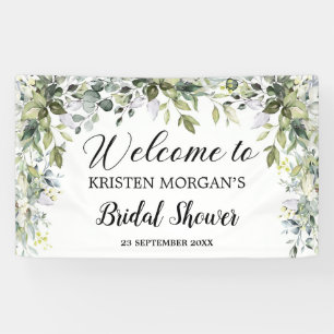 Boho groen gebladerte bladeren floraal Vrijgezelle Spandoek