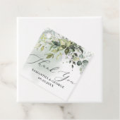 Boho groen gebladerte eucalyptus bladeren bruiloft bedankjes labels (In situ)