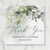 Boho groen gebladerte eucalyptus bladeren bruiloft bedankjes labels (Voorkant)