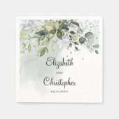 Boho groen gebladerte eucalyptus bladeren bruiloft servet (Voorkant)