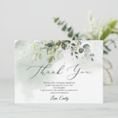 Boho groen gebladerte eucalyptus Bruidsfeest Bedankkaart (Staand voorkant)