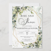 Boho groen gebladerte goud bruiloft opkomst en gla kaart (Voorkant)