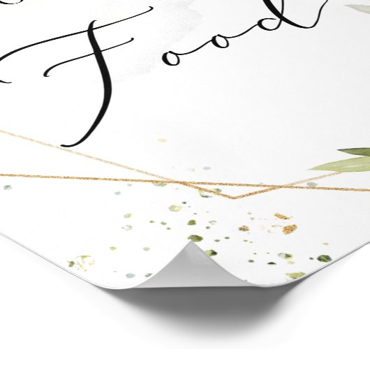 Boho groen gebladerte goud geometrisch voedsel bor poster (Hoek)