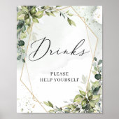 Boho groen gebladerte goud geometrische drankjes b poster (Voorkant)