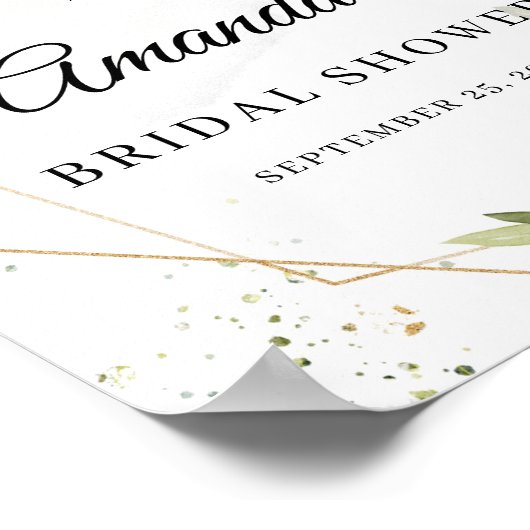 Boho groen gebladerte gouden geometrische welkomst poster (Hoek)