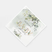 Boho groen gebladerte gouden letters baby shower servet (Hoek)