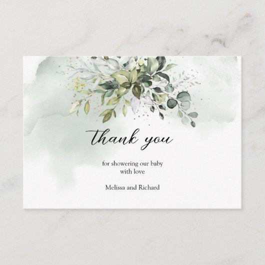 Boho groen gebladerte gouden letters Dank u Informatiekaartje (Voorkant)