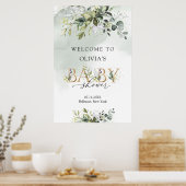 Boho groen gebladerte krans gouden letters Welkom Poster (Keuken)
