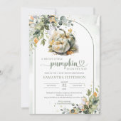 Boho groen gebladerte laat tweeling groene pompoen kaart (Voorkant)