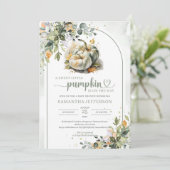 Boho groen gebladerte laat tweeling groene pompoen kaart (Staand voorkant)