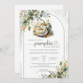 Boho groen gebladerte laat tweeling groene pompoen kaart (Voorkant / Achterkant)