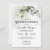 Boho groen gebladerte quinceanera 15e verjaardag kaart (Voorkant)