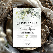 Boho groen gebladerte quinceanera 15e verjaardag kaart