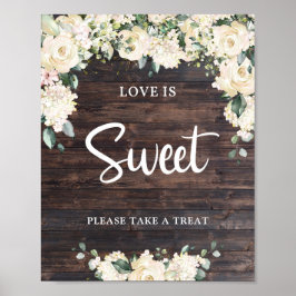 Boho groen gebladerte rozen liefde is zoete bord poster