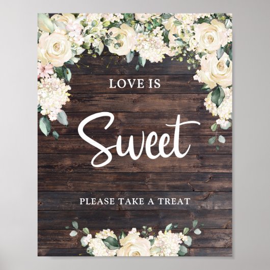 Boho groen gebladerte rozen liefde is zoete bord poster (Voorkant)