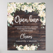 Boho groen gebladerte rustieke houten open bar bor poster (Voorkant)