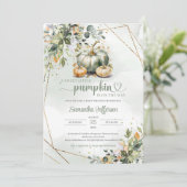 Boho groen gebladerte vallen bladeren groene pompo kaart (Staand voorkant)