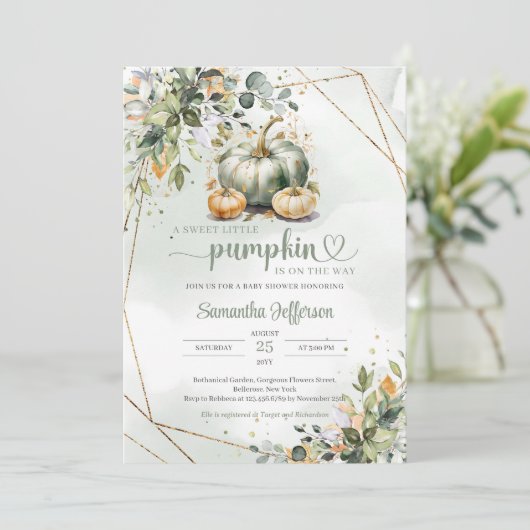 Boho groen gebladerte vallen bladeren groene pompo kaart (Staand voorkant)