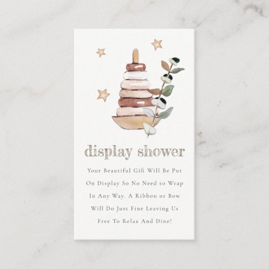 Boho Groen Genderneutraal Speelgoed Luier Baby sho Informatiekaartje (Voorkant)