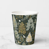 Boho  Groen Goud Witte Vogel Boom Papier Beker (Achterkant)