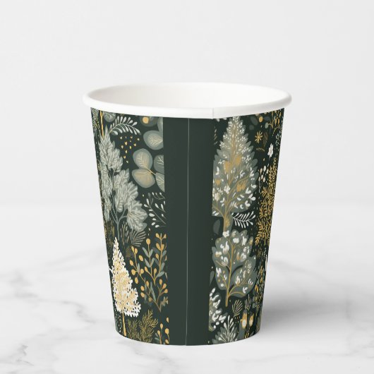 Boho  Groen Goud Witte Vogel Boom Papier Beker (Rechts)