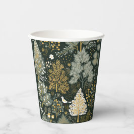 Boho  Groen Goud Witte Vogel Boom Papier Beker