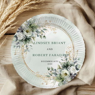 Boho Groen Gouden Persoonlijke Eucalyptus Bruiloft Papieren Bordje