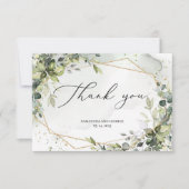 Boho groen loof eucalyptus goud geometrisch bedankkaart (Voorkant)