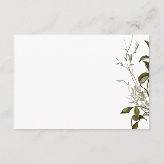 Boho groen moderne bloemen details bruiloft informatiekaartje (Achterkant)