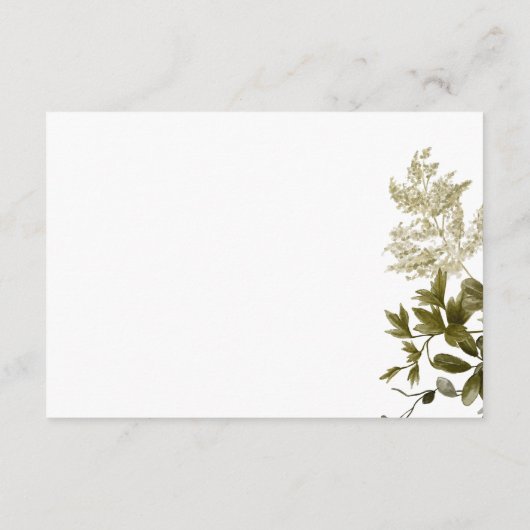 Boho groen moderne bloemreceptie bruiloft informatiekaartje (Achterkant)