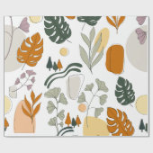 Boho groen monstera verlaat natuur cadeaupapier (Vlak)